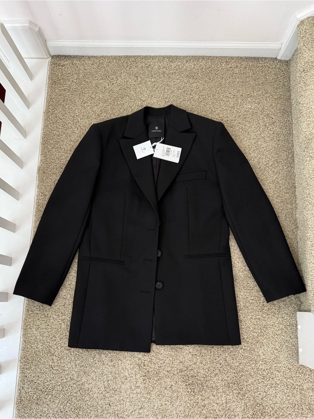 NWT Anine Bing Declan Oversized Blazer Black Size XS - Picture 3 of 5